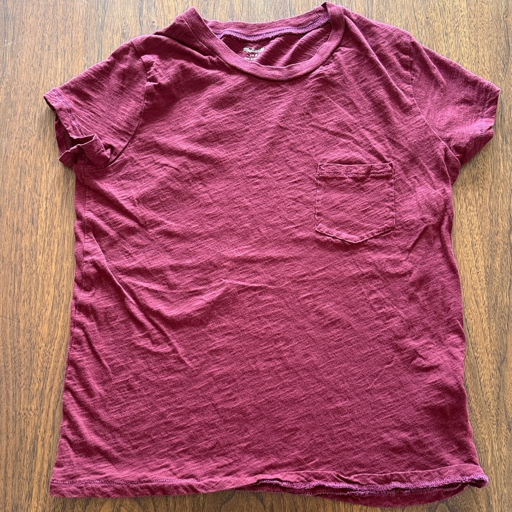 Madewell Maroon Crew Neck Pocket Tee